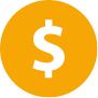 Orange dollar sign icon