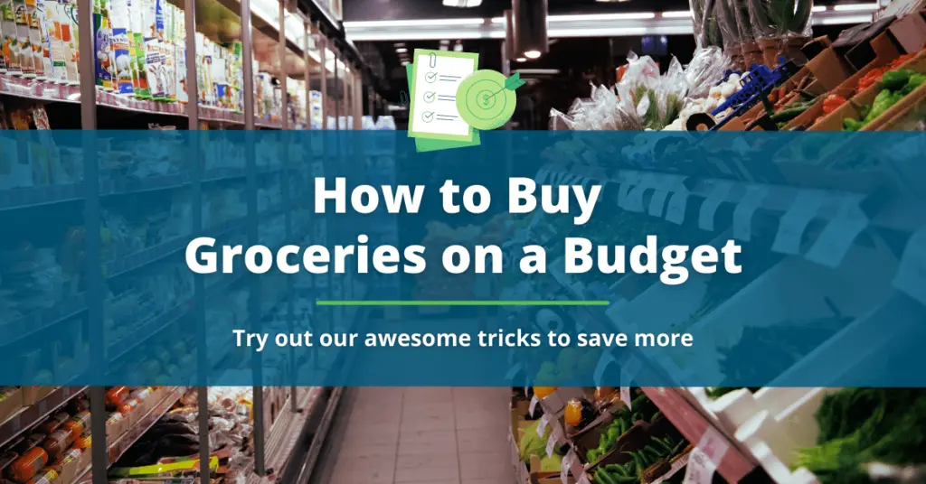 how to buy groceries on a budget blog cover photo