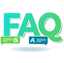 green FAQ text behind small chat bubbles