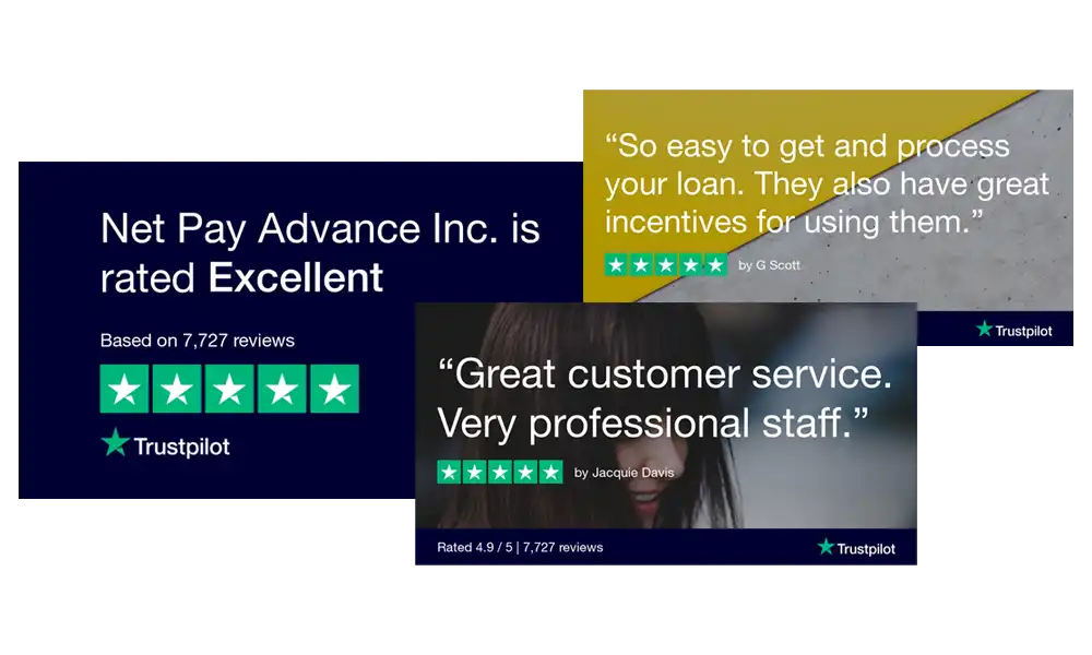 Collage of Trustpilot Reviews stacked against each other