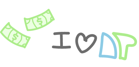Money in air next to I love NP graphic