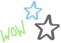 Wow with stars around it graphic