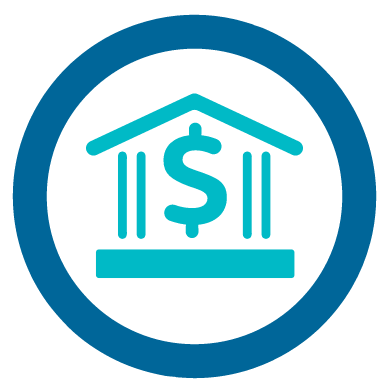 Bank with a dollar symbol in the middle