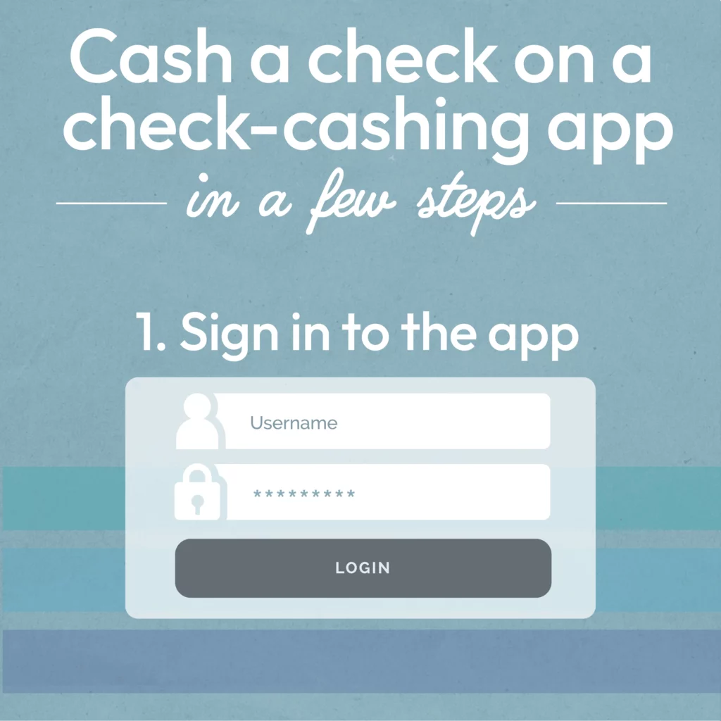 Cashing a check through an app