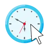 Blue clock that says 6:50 with a computer mouse pointer over it