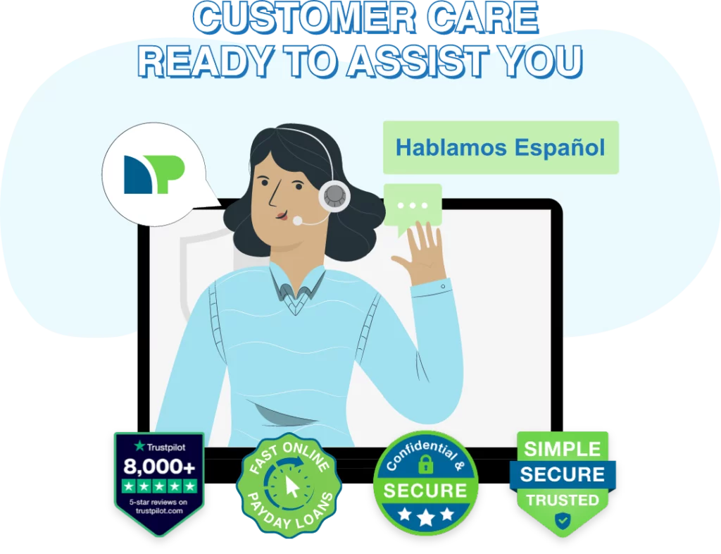 Customer Care Ready to Assist you with a Net Pay customer service call center worker waving.