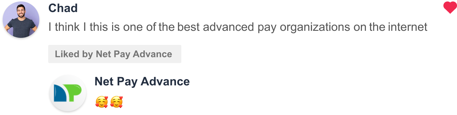 Chad says 'I think this is one of the best advanced pay organizations on the internet' in his review of Net Pay Advance