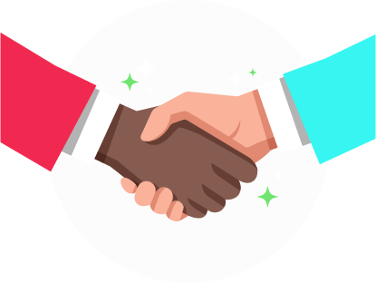 A graphic of two hands doing a handshake