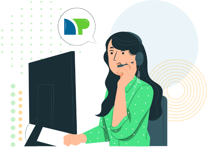 Call center employee taking call for NetPay