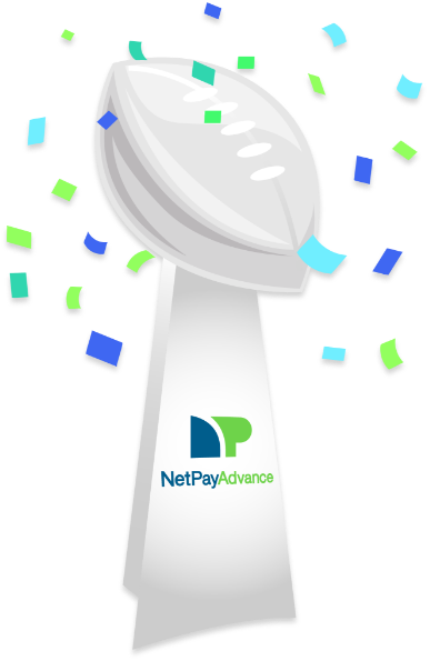 Lombardi Trophy with Net Pay Advance Logo