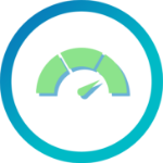 Green dollar bill surrounded by a blue gradient circle