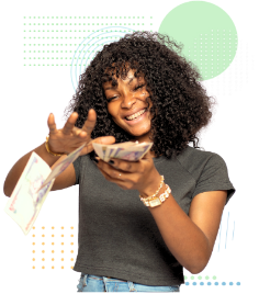 Woman throwing money