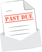 letter coming out of envelope that says past due