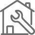 Icon of wrench infront of a multiple story house