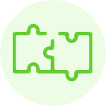two green puzzle pieces in green circle