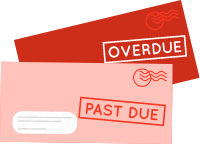 Graphic of overdue bills on top of one another